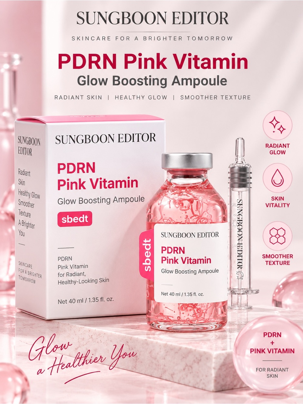 Sungboon Editor PDRN Pink Vitamin Glow Boosting Ampoule 40ml  $45
